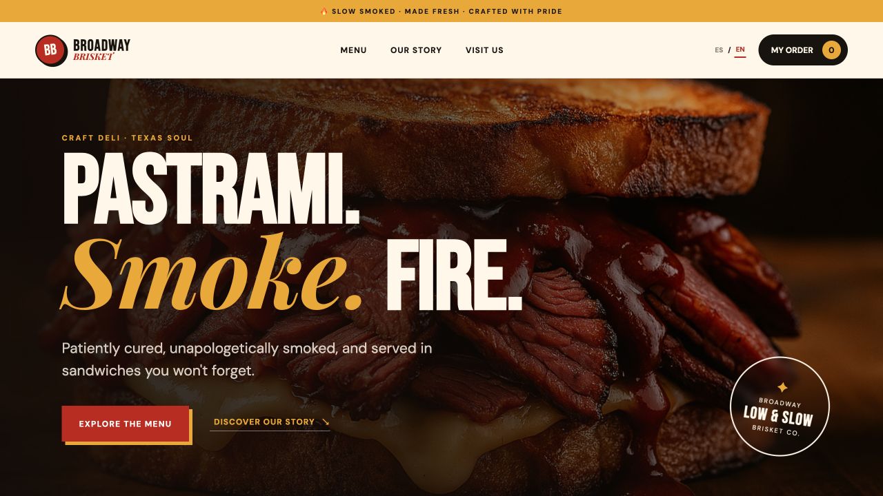 Broadway Brisket website
